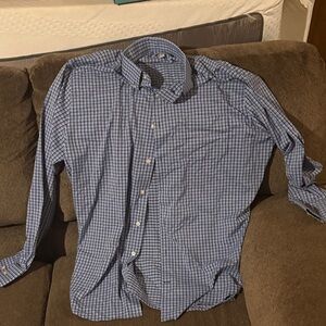 Peter Millar Navy and White Plaid Shirt